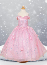 Rosalina Petal Sparkle Gown – Pink Dress for Pageants & Parties